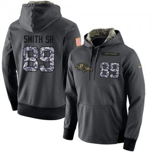 NFL Mens Nike Baltimore Ravens #89 Steve Smith Sr Stitched Black Anthracite Salute to Service Player Performance Hoodie