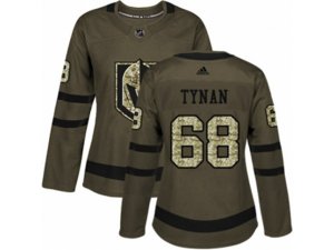 Women Adidas Vegas Golden Knights #68 T.J. Tynan Authentic Green Salute to Service NHL Jersey