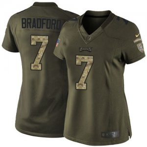 Women Nike Philadelphia Eagles #7 Sam Bradford Green Salute to Service Jerseys