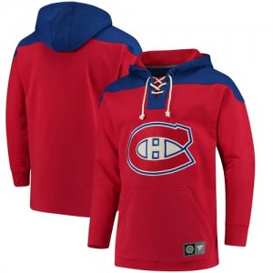 Mens Montreal Canadiens Fanatics Branded Red Navy Breakaway Lace Up Hoodie