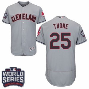 Mens Majestic Cleveland Indians #25 Jim Thome Grey 2016 World Series Bound Flexbase Authentic Collection MLB Jersey