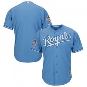 Men Kansas City Royals Blank Light Blue Cool Base 2015 World Series Champions Patch MLB Jersey