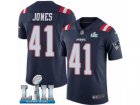 Youth Nike New England Patriots #41 Cyrus Jones Limited Navy Blue Rush Vapor Untouchable Super Bowl LII NFL Jersey
