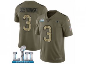 Men Nike New England Patriots #3 Stephen Gostkowski Limited Olive Camo 2017 Salute to Service Super Bowl LII NFL Jersey