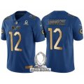 Men Green Bay Packers #12 Aaron Rodgers NFC 2017 Pro Bowl Blue Gold Limited Jersey