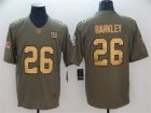 Nike Giants #26 Saquon Barkley Olive Gold Salute To Service Limited Jersey