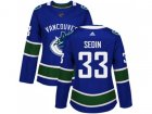 Women Adidas Vancouver Canucks #33 Henrik Sedin Blue Home Authentic Stitched NHL Jersey