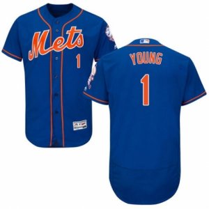 Mens Majestic New York Mets #1 Chris Young Royal Blue Flexbase Authentic Collection MLB Jersey