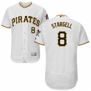 Men\'s Majestic Pittsburgh Pirates #8 Willie Stargell White Flexbase Authentic Collection MLB Jersey