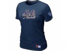 women New York Mets Nike D.Blue Short Sleeve Practice T-Shirt