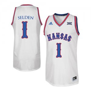 Kansas Jayhawks #1 Wayne Selden Jr. White Throwback College Basketball Jersey