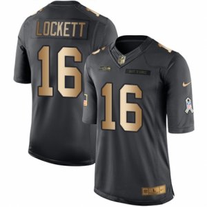Men\'s Nike Seattle Seahawks #16 Tyler Lockett Limited Black Gold Salute to Service NFL Jersey