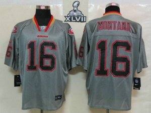 2013 Super Bowl XLVII NEW San Francisco 49ers 16 Joe Montana Lights Out Grey Jerseys(Elite)