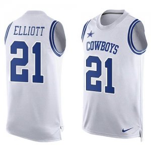 Nike Dallas Cowboys #21 Ezekiel Elliott White Men Stitched NFL Limited Tank Top Jersey