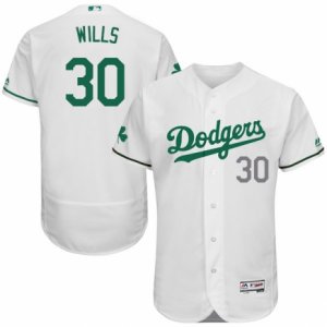 Men\'s Majestic Los Angeles Dodgers #30 Maury Wills White Celtic Flexbase Authentic Collection MLB Jersey