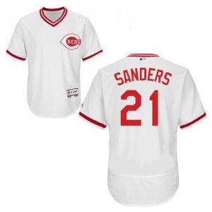 2016 Men Cincinnati Reds #21 Deion Sanders White Throwback Flexbase Authentic Collection Jersey