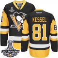 Youth Reebok Pittsburgh Penguins #81 Phil Kessel Premier Black Gold Third 2016 Stanley Cup Champions NHL Jersey