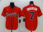 Braves #7 Dansby Swanson Red 2020 Nike Cool Base Jersey