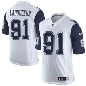 Nike Dallas Cowboys #91 L. P. Ladouceur White Rush Jerseys(Limited)