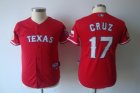 youth mlb 2011 world series texas rangers #17 cruz red