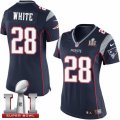 Womens Nike New England Patriots #28 James White Elite Navy Blue Team Color Super Bowl LI 51 NFL Jersey