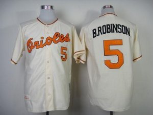 Mitchell And Ness 1989 Baltimore Orioles #5 Brooks Robinson Cream Throwback Stitched MLB Jersey