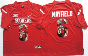 Oklahoma Sooners #6 Baker Mayfield All Red Portrait Number College Jersey