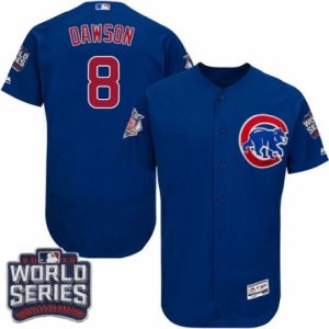 Men\'s Majestic Chicago Cubs #8 Andre Dawson Royal Blue 2016 World Series Bound Flexbase Authentic Collection MLB Jersey