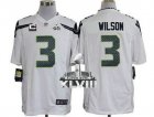Nike Seattle Seahawks #3 Russell Wilson White With C Patch Super Bowl XLVIII NFL Game Jersey