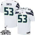 Nike Seattle Seahawks #53 Malcolm Smith Elite White Super Bowl XLVIII NFL Jersey