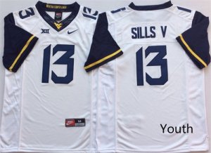 West Virginia Mountaineers #13 David Sills V White Youth Nike College Football Jersey
