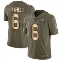 Nike Browns #6 Baker Mayfield Olive Gold Salute To Service Limited Jersey