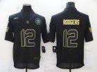 Men Green Bay Packers #12 Aaron Rodgers Black 2020 Salute To Service