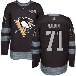 Mens Pittsburgh Penguins #71 Evgeni Malkin Black 1917-2017 100th Anniversary Stitched NHL Jersey