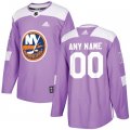 Mens New York Islanders Purple Adidas Hockey Fights Cancer Custom Practice Jersey