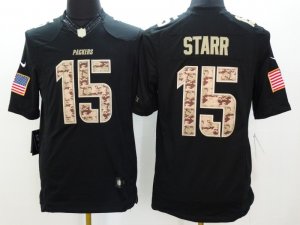 Nike Green Bay Packers #15 Bart Starr Black Salute to Service Jerseys(Limited)