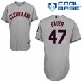 Men's Majestic Cleveland Indians #47 Trevor Bauer Replica Grey Road Cool Base MLB Jersey