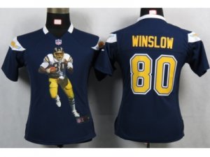 Nike Women San Diego Charger #80 Winslon Blue Portrait Fashion Game Jerseys