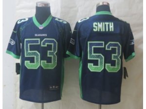 Nike Seattle Seahawks #53 Smith Blue Jerseys(Drift Fashion Elite)