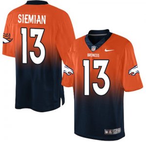 Men\'s Nike Denver Broncos #13 Trevor Siemian Elite Orange Navy Fadeaway NFL