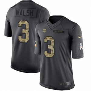 Mens Nike Minnesota Vikings #3 Blair Walsh Limited Black 2016 Salute to Service NFL Jersey