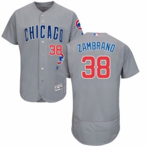 Men\'s Majestic Chicago Cubs #38 Carlos Zambrano Grey Flexbase Authentic Collection MLB Jersey