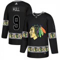 Blackhawks #9 Bobby Hull Black Team Logos Fashion Adidas Jersey