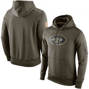 Men New York Jets Nike Olive Salute To Service KO Performance Hoodie