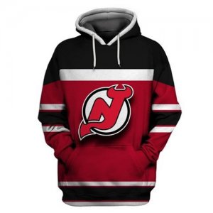 Devils Red Black All Stitched Hooded Sweatshirt