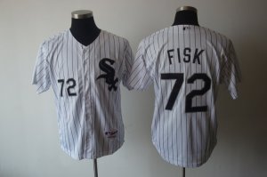 mlb chicago white sox #72 fisk white[black strip]