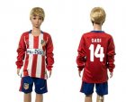 Atletico Madrid #14 Gabi Home Long Sleeves Kid Soccer Club Jersey