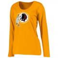 Womens Washington Redskins Pro Line Primary Team Logo Slim Fit Long Sleeve T-Shirt Yellow