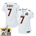 Nike Denver Broncos #7 John Elway White Super Bowl 50 Women Stitched NFL Game Event Jersey