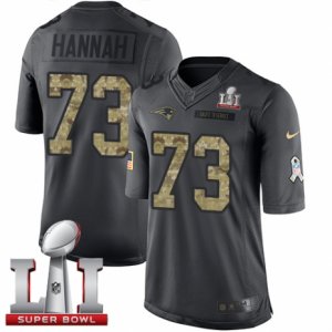 Mens Nike New England Patriots #73 John Hannah Limited Black 2016 Salute to Service Super Bowl LI 51 NFL Jersey